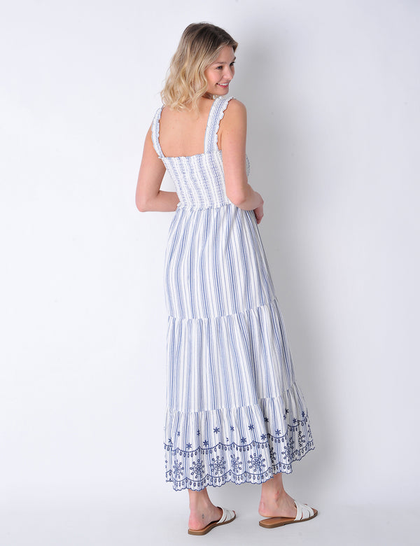 Pothilly Dress in Blue & White