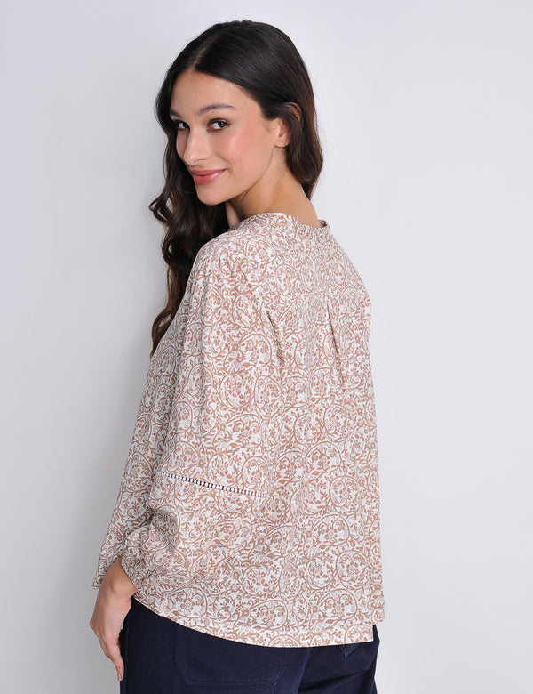 Penpethy Top Boho Woodblock Floral Stone