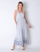 Pothilly Dress in Blue & White