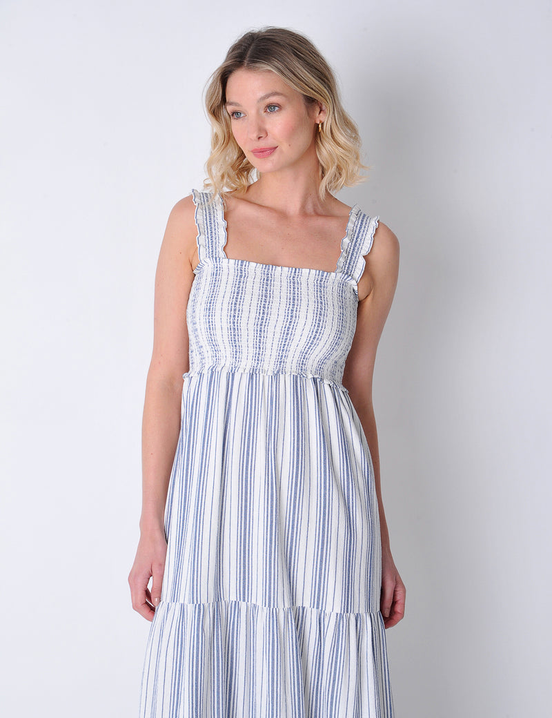 Pothilly Dress in Blue & White