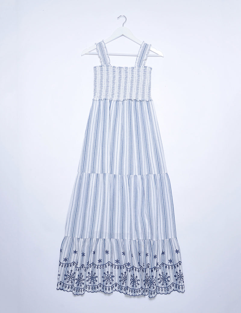 Pothilly Dress in Blue & White