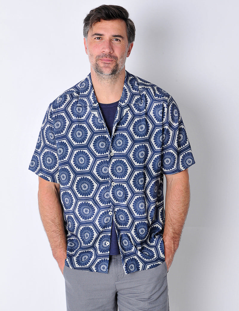 Porthtowan Shirt in Summer Navy