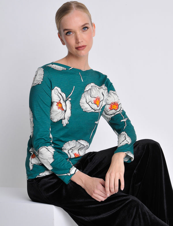 Carey Winter Poppies Emerald Green