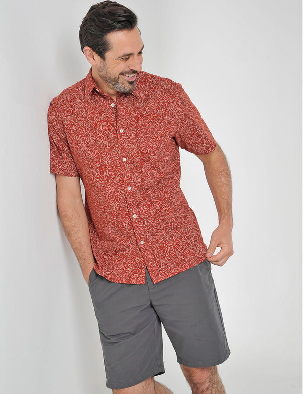 Glen Short Sleeve Shirt Deep Red