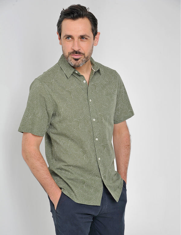 Glen Short Sleeve Shirt Deep Olive Green