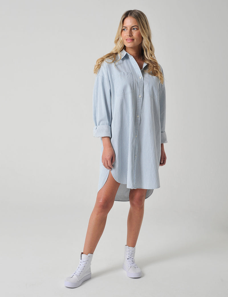 Anderton Dress Indigo Stripe