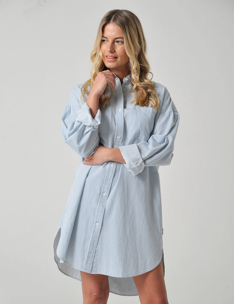 Anderton Dress Indigo Stripe