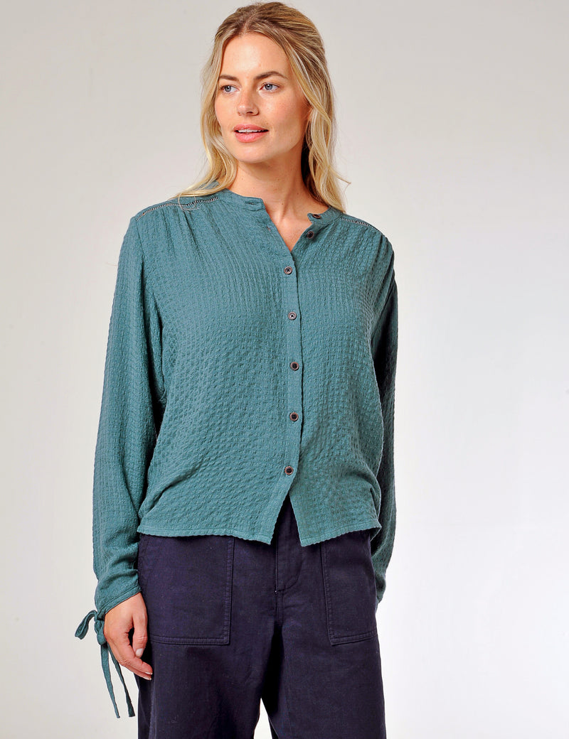 Bow Blouse Teal Green
