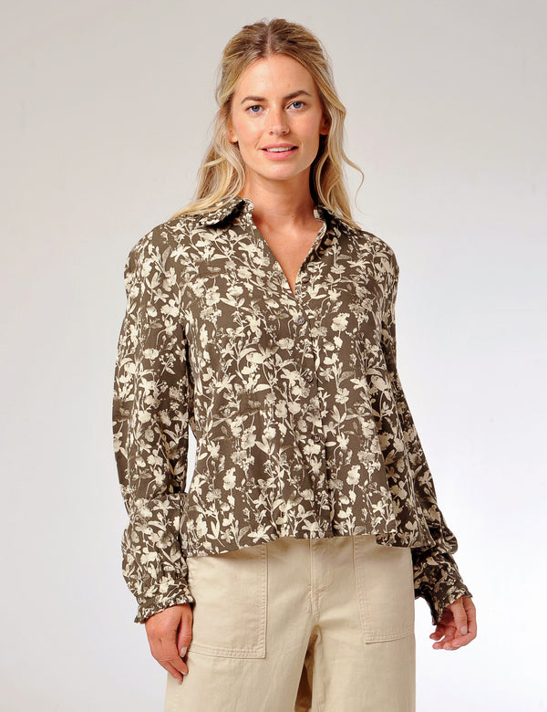 Bray Blouse Deep Olive Green