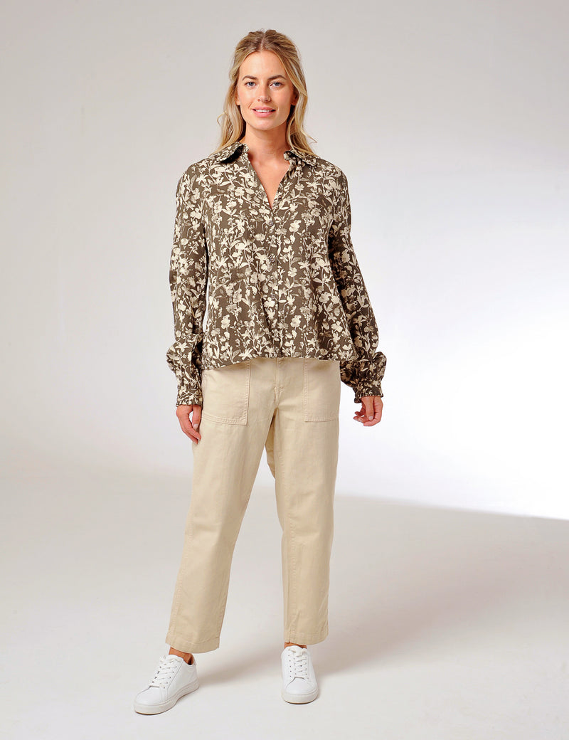 Bray Blouse Deep Olive Green