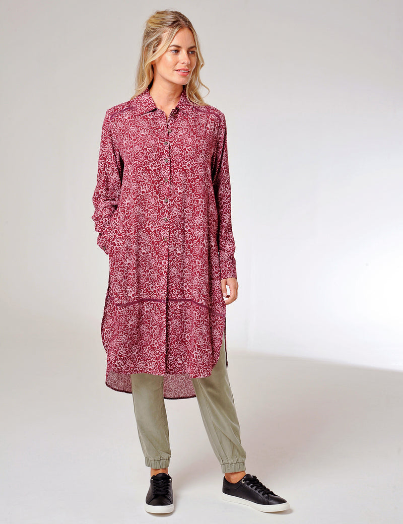Tawton Longline Shirt Burgundy