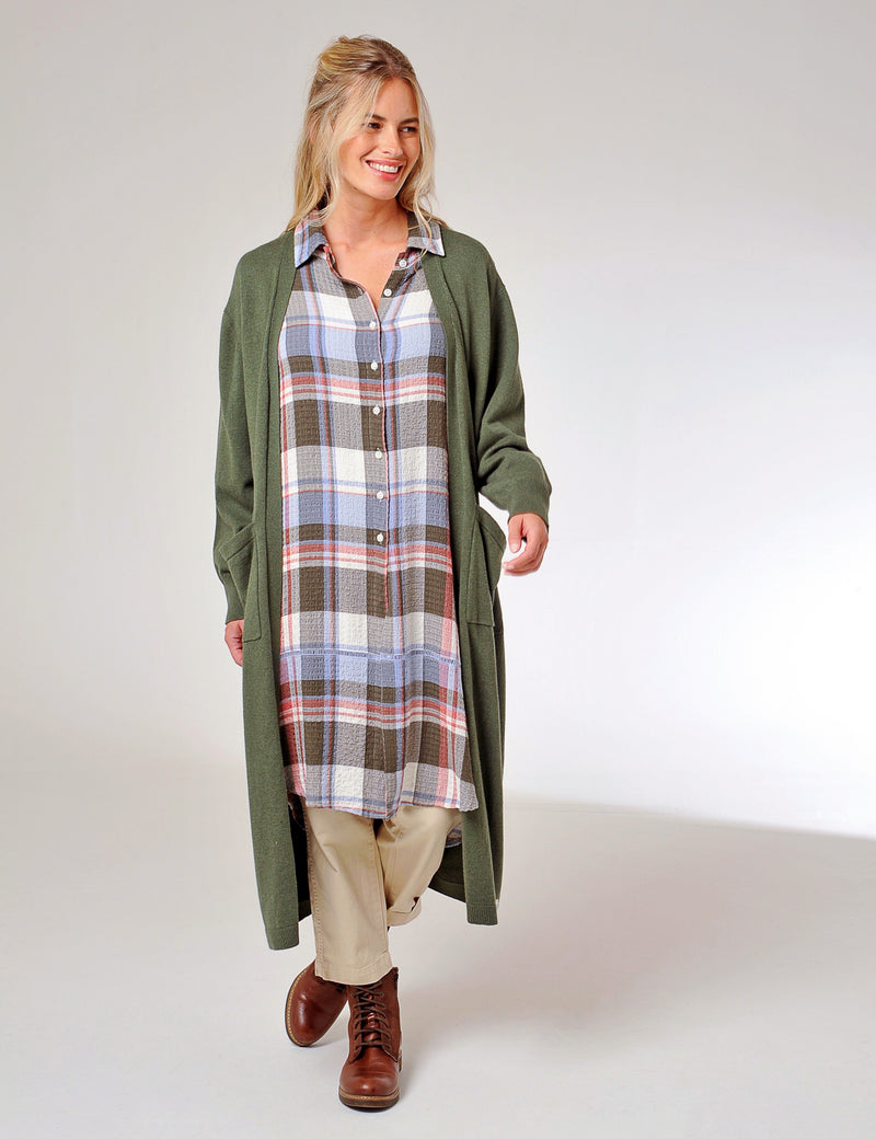 Tawton Longline Shirt Deep Olive Green