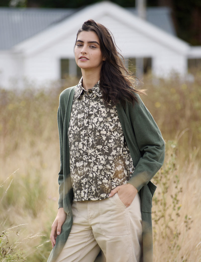 Bray Blouse Deep Olive Green